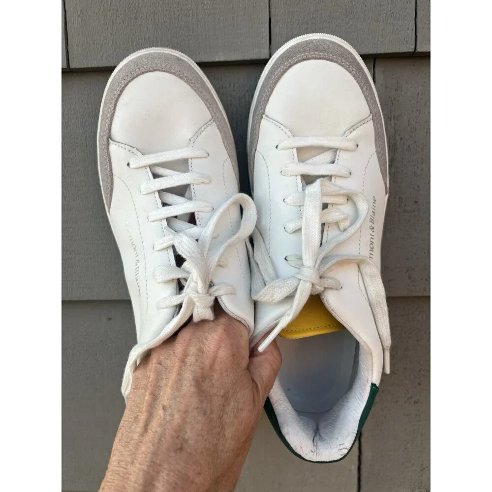 Harmont & Blaine white leather sneakers sz 7 colorblock dauschand embroidered